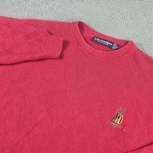 Scottish Isle Sweater Mens XL Red Cotton Knit Crewneck Argyle Golf Bag Logo